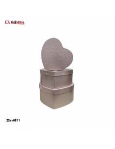 CAJA REGALO CORAZON ROSA X3...