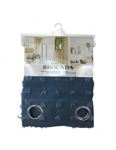 CORTINA BROCADA AZUL GRIS...